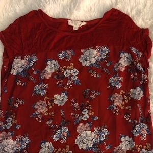 Red Floral Top